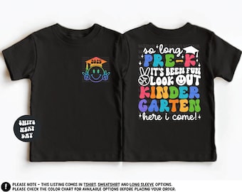 PRE-K Graduation Shirt Last Day of School Shirt Retro PreK Graduation Gift Hello Kindergarten Toddler Shirt Kids Preschool Graduation Outfit