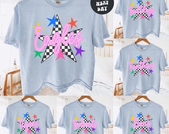 Custom Football Checkered Comfort Colors® Boxy Tee Personalized Football Gift Football Game Day Tank Top Game Day Baby Tee Mascot Crop Top