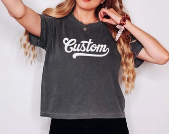 Custom Team Name Boxy Tee Custom School Spirit Comfort Colors® Boxy Shirt Personalized Mascot Jersey Baby Tee Baseball Football Tank Top