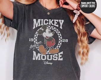 Disney Comfort Colors® Boxy Tee Mickey Mouse Baby Tee Retro Mickey Mouse Crop Top Disney Vacation Crop Baby Tee Disneyland Y2K Baby Tee