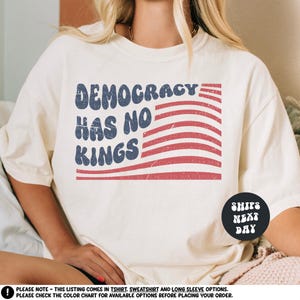 USA Shirt Democracy Shirt Anti Trump Shirt Democracy Has No Kings Shirt Resist American Flag Shirt Anti MAGA Liberal Shirt Democrat Shirt