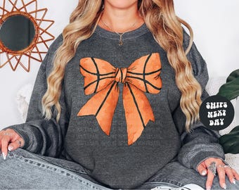 Basketball Sweatshirt Coquette Basketball Bow Shirt Basketball Shirt Retro Basketball Mom Comfort Colors® Shirt Gift For Basketball Lover