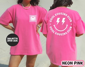 Matching Cousins Comfort Colors® Shirts Cool Cousins Club Shirt Cousin Crew Shirt For Kids Checkered Happy Face Cousin Family Reunion Gifts