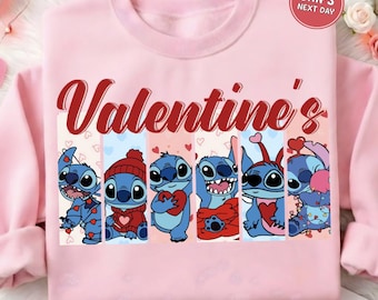 Stitch Valentine's Day Shirt Disney Valentine's Shirt Valentines Lilo and Stitch Shirt Kids Disney Shirt Stitch Shirt Stitch and Angel Shirt