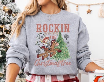 Retro Christmas Toy Story Sweatshirt Disney Christmas Sweatshirt Rockin Around The Christmas Tree Disney Xmas Toy Story Jessie Sweatshirt