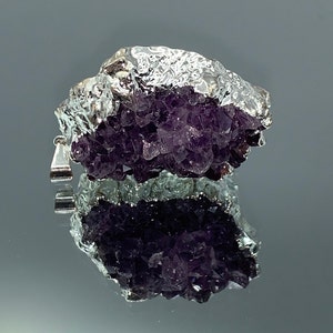 Amethyst Pendant Necklace, Natural Amethyst Geode, Silver Amethyst Druze, Raw Amethyst Necklace, Amethyst Pendant, Silver Amethyst Druzy