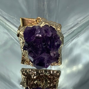 Druzy Amethyst Necklace, Amethyst Pendant, Birthstone, Amethyst Gold Necklace, druze Amethyst Jewelry, Raw Amethyst Pendant Amethyst Crystal