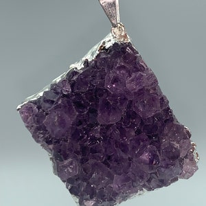 Druzy Amethyst Necklace, Druse Amethyst Pendant,  Amethyst Silver Necklace, Amethyst Jewelry, Raw Amethyst Pendant, Amethyst Crystal