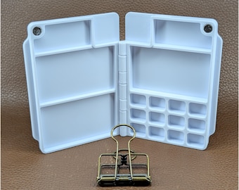 Paleta de acuarela plegable mediana con clip: 12 compartimentos, cierre magnético, para viajes, plein air