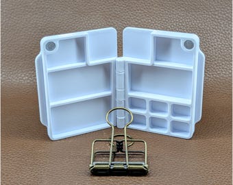 Paleta de acuarela pequeña plegable con clip: 6 compartimentos, cierre magnético, para viajes, plein air