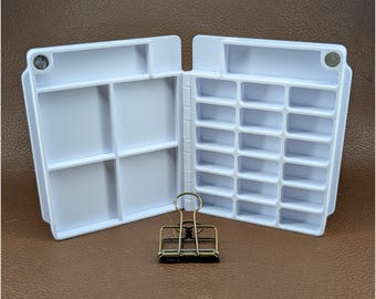 Paleta de acuarela plegable con clip: 18 compartimentos, cierre magnético, para viajes, plein air