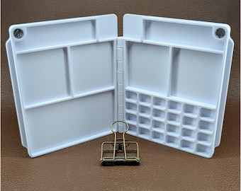 Paleta de acuarela plegable grande con clip: 24 compartimentos, cierre magnético, para viajes, plein air