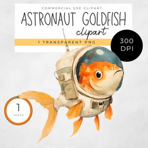 CLIPART Astronaut Goldfish 300 dpi transparante png 4k Outer Space Fish