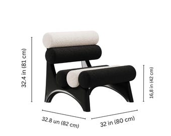 Handmade Sculptural Accent Chair, Black White Bouclé Lounge Armchair, Contemporary Statement Seating