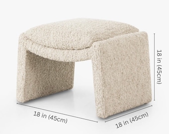 Textured Boucle Ottoman, Modern Accent Seat, Upholstered Footstool, Minimalist Bench