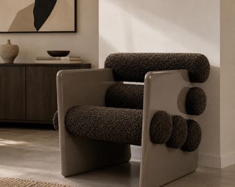Handmade Sculptural Bouclé Accent Chair, Modern Lounge Armchair, Designer Statement Furniture
