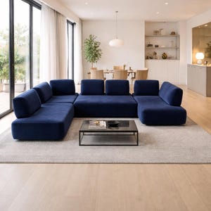 Modern Mustard Modular Sectional Sofa, Textured Upholstery, L Shape Lounge Couch, Teddy Sofa, Living Room image 9