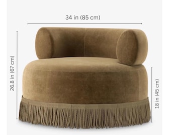 Handmade Velvet Fringe Sculptural Accent Chair, Modern Round Lounge Seating
