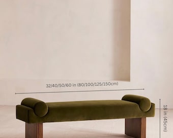 Curved velvet Bench, Modern Upholstered Bench, Sculptural Entryway Bench, Luxury Bedroom Ottoman, Handmade Minimalist Furniture