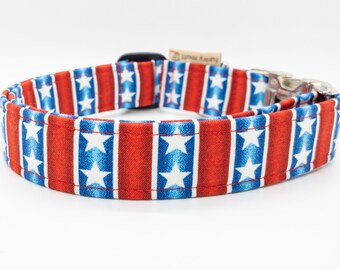 Patriotic Red White and Blue Dog Collar Made in USA Collar - Etsy