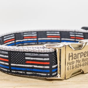 K9 Police Dog Collar With Thin Blue Line backtheblue Dog Collar Personalized Plastic and Metal Buckles Fast Shipping Etsy