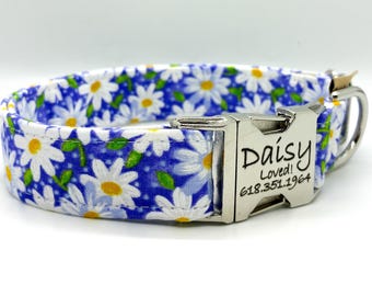 Purple and White Daisy Dog Collar: Handcrafted Floral Collar for Girl Dogs, Washable Pet Wear