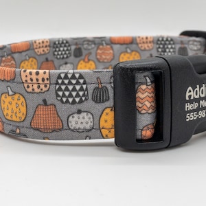 Geometric Style Pumpkin Dog Collar- Chevron Pumpkin Collar - Fall Collar -Personalized for Identification Metal or Plastic Buckle