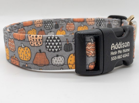 Geometric Style Pumpkin Dog Collar- Chevron Pumpkin Collar Fall