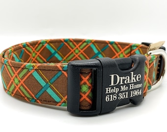 Autumn Plaid Dog Collar: Fall Pet Fashion