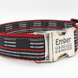 Personalized Firefighter Dog Collar: Laser Engraved Buckle, IAFF Collar, Handmade