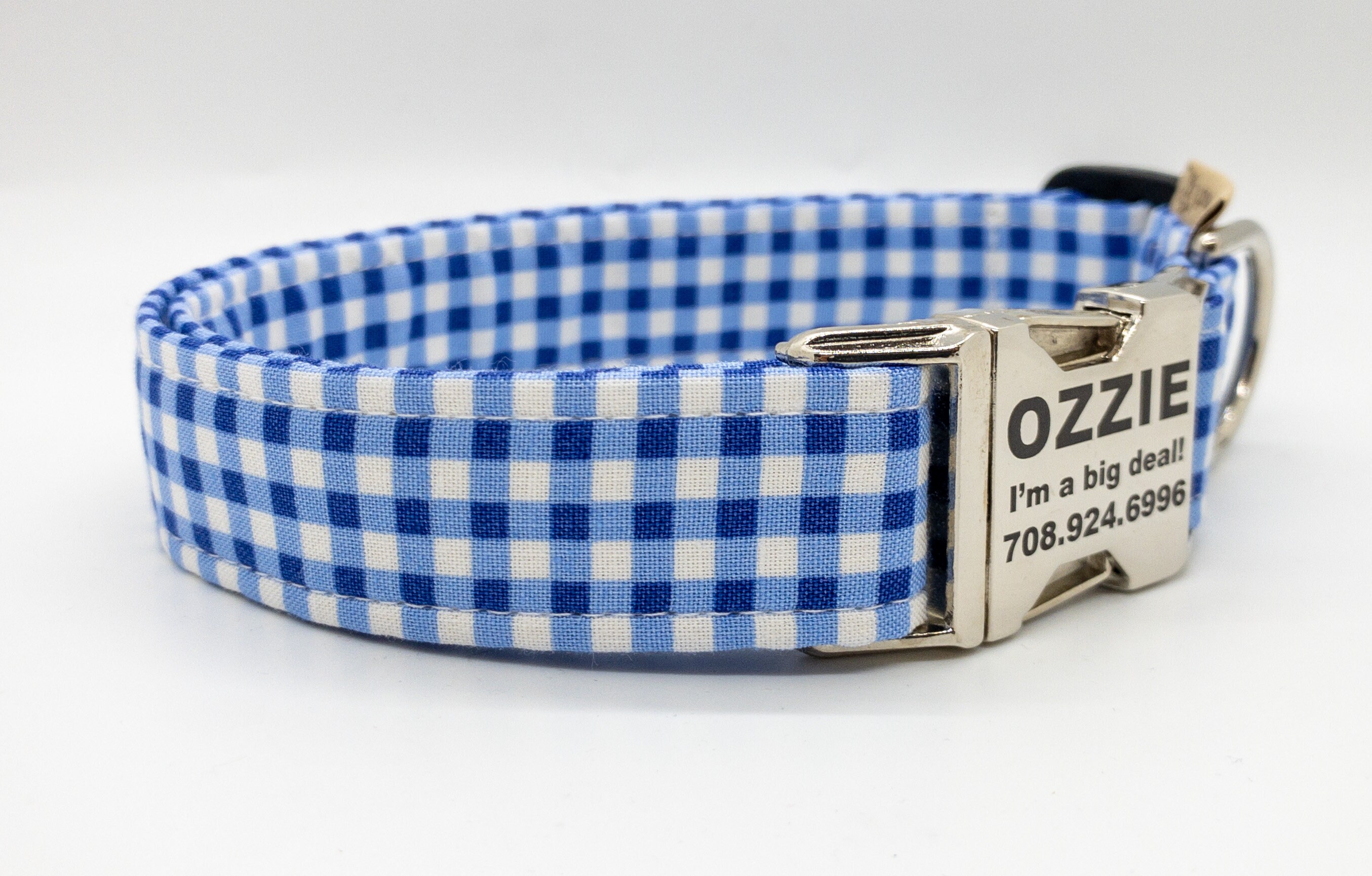 Blue and white store dog collar