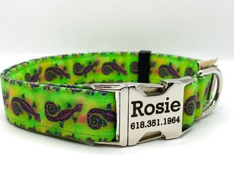Bright Green Lizard Dog Collar: Reptile Pet Fashion