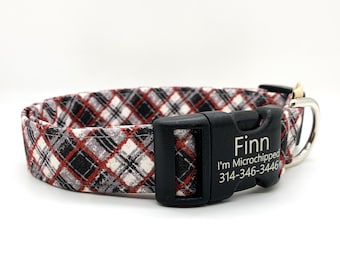 Scottish Plaid Dog Collar: Personalized Engraved Buckle