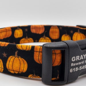 Orange Pumpkins on Black - Thanksgiving Celebration - Fall- Trending Now - Personalized Buckle Plastic or Metal- Fall-Autumn Collar