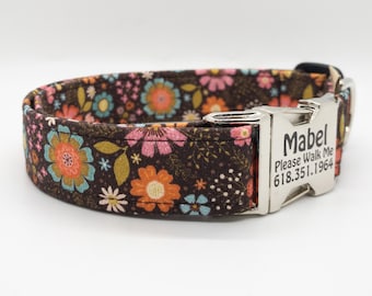 Folklore Flowers Cute Dog Collar - Washable Dog Collar - Girl Dog Collar - Flower Dog Collar - Ships Fast - Personalization Optional