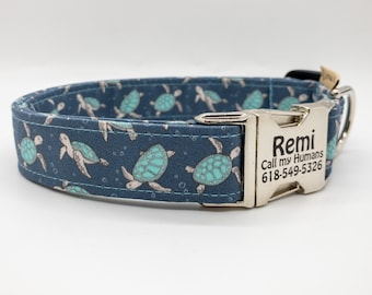 Sea Turtle Dog Collar: Ocean Life, Summer Style, USA Made