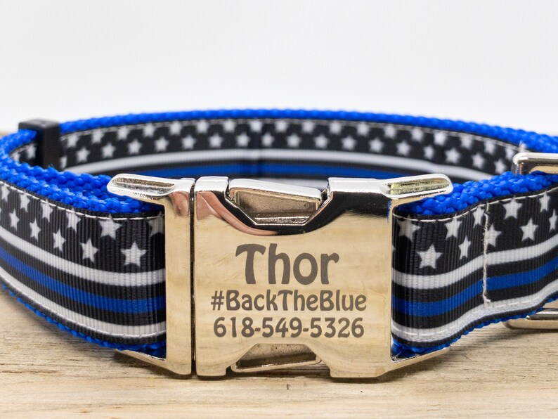 K9 Police Dog Collar with Thin Blue Line BackTheBlue Dog Etsy