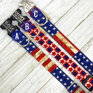 Made In America - Red White Blue Assortment Patriotic Dog Collars - American Pride - Collar for Boy or Girl Dog