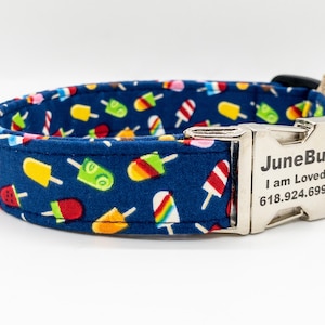 Taste of Summer Collar for Small Medium Large or Extra Large Dog Breeds - Personalization Available - Popsicle Dog Collar - Patriotic Colors