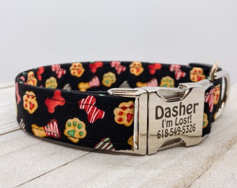 Christmas Cookie Dog Collar: Santa Paw Print Holiday Pet Collar