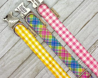Pastel Plaid Dog Collar: Spring Easter Gift, Metal or Plastic Buckle, Trendy Pet Fashion