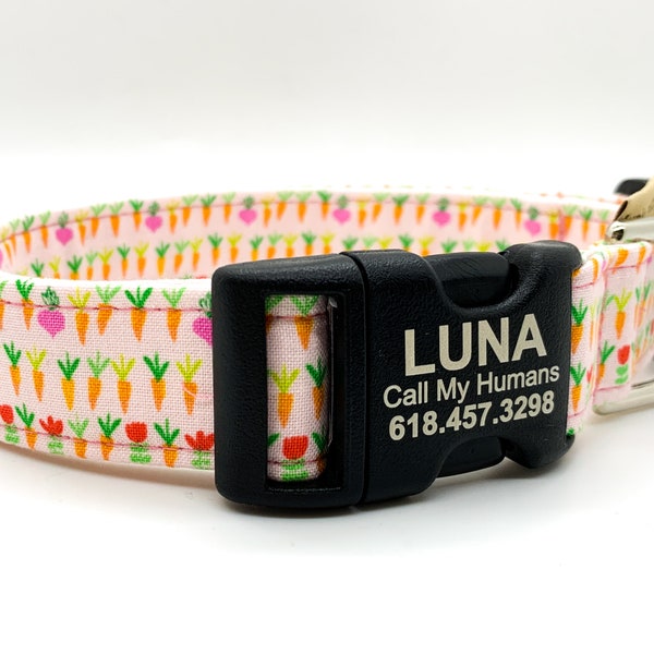 Cute Easter Carrot Dog Collar - Gift for Dog Moms - Easter Dog Collar - Metal or Plastic Buckles - Orange Carrot Spring Dog Collar