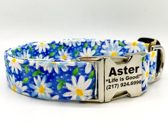 Periwinkle Blue Daisy Collar- Aster Daisy Collar - Gift for Dog Mom - Ridiculously Cute Collar for Girl Dogs