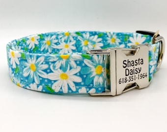 Sea Glass Green Daisy Collar- Shasta Daisy Collar - Gift for Dog Mom - Ridiculously Cute Collar for Girl Dogs