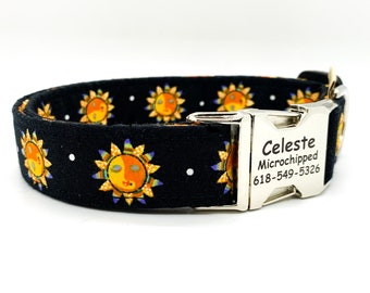 Tuscan Sun Spanish style dog collar for all breeds - Personalization available - Tribal Dog Collar - Solar Sun Collar - Spanish Sun Collar