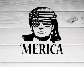 ドナルド・トランプ「アメリカ」ビニールデカール - アメリカ国旗バンダナ＆サングラス