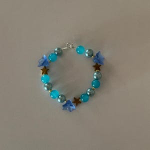 Blue flowers bracelet, beads, jewelry