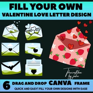 Valentinstag Liebesbrief Canva Rahmen Vorlage, erstellen Sie Ihr eigenes benutzerdefiniertes PNG, 6 ziehen Sie und Tropfen-Rahmen, Valentinstag Clip Art, DIY PNG-Datei,