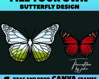 Ramki na płótnie z motylami | Szablony do edycji | Przeciągnij i upuść ramkę | Zrób to sam PNG Clip Art, Stwórz własne pliki PNG
