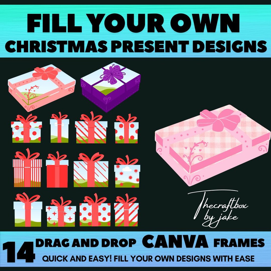 Christmas Present Canva Frame Bundle , Holiday Frames, Make Your Own ...